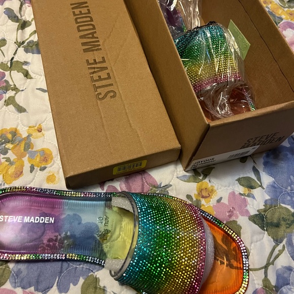 Rainbow Rhinestone Slide Sandals - Picture 6 of 10